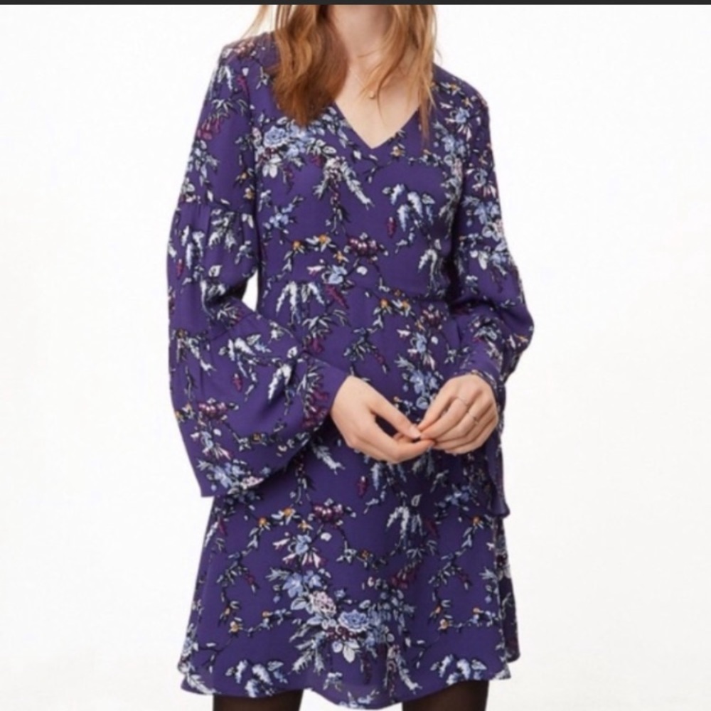 LOFT - Floral Bell Sleeve Dress - sz 12